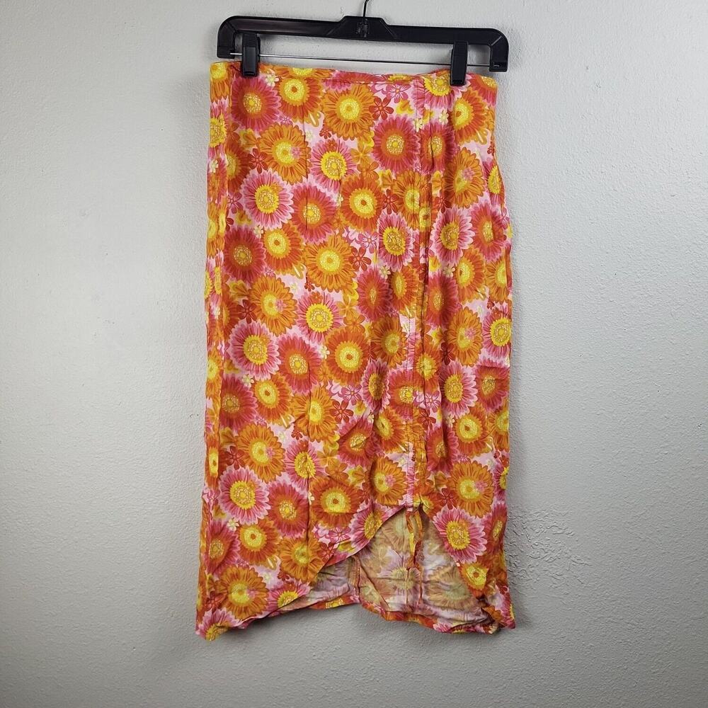 VDM The Label Womens Orange Pink Drawstring Front Cover Swim Skirt Size Medium